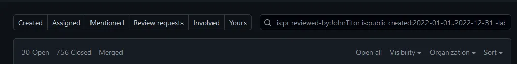 reviewed PRs count 2022